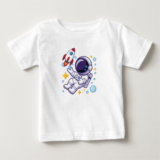 宇宙飛行士のかわいいデザイン ベビーTシャツ (正面)