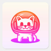 宇宙飛行士のかわいい猫 スクエアシール (正面)
