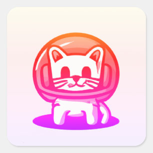 宇宙飛行士のかわいい猫 スクエアシール