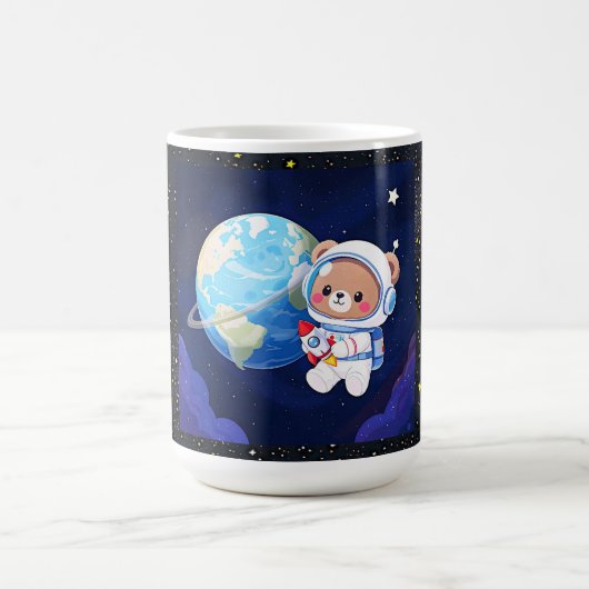 宇宙飛行士のくまが地球を周回 コーヒーマグカップ (中央)