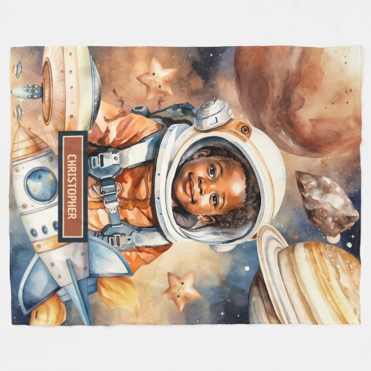 宇宙飛行士のための宇宙冒険の毛布ギフト フリースブランケット (正面(横))