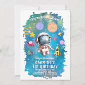 宇宙飛行士のまわりにの第1回日誕生日 招待状 (正面)