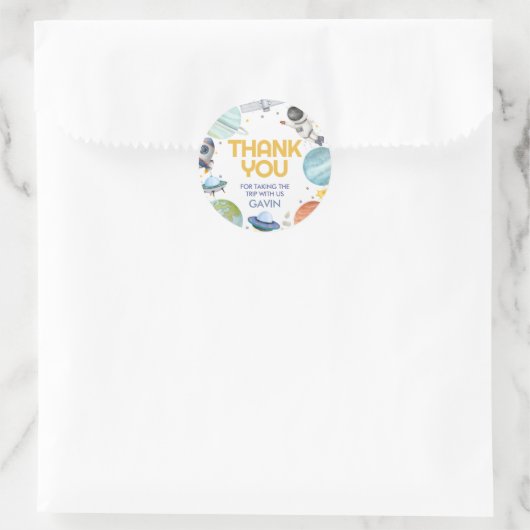 宇宙飛行士のまわりに旅ザ・サン誕生日 ラウンドシール (バッグ)