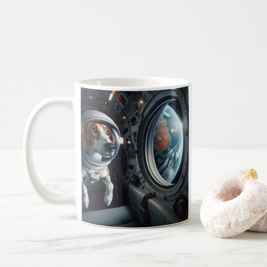 宇宙飛行士のアメリカ宇宙飛行士ブルー コーヒーマグカップ (ドーナツ)