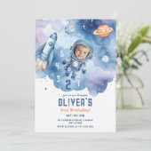 宇宙飛行士のカウントダウン2歳の誕生日写真 招待状 (スタンド正面)