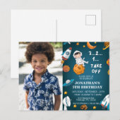 宇宙飛行士のカスタム写真 スペース プラネット 青いテーマ ポストカード (正面/裏面)