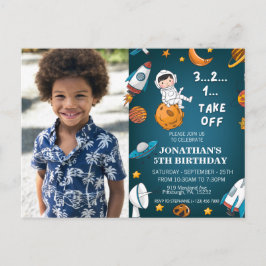 宇宙飛行士のカスタム写真 スペース プラネット 青いテーマ ポストカード