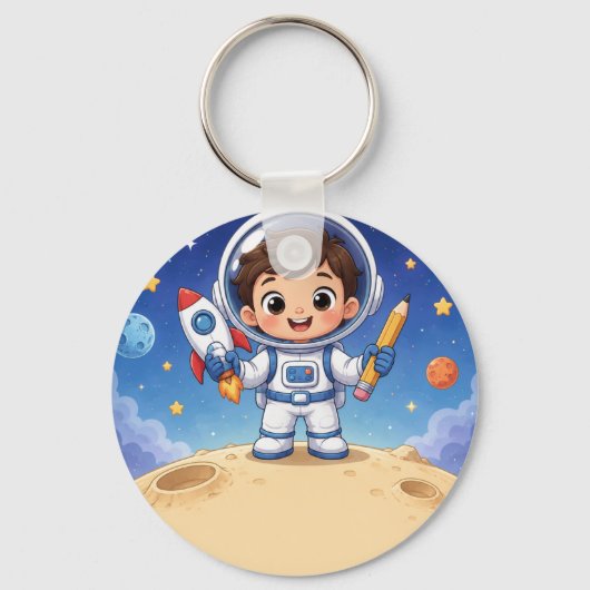 宇宙飛行士のキッズ、冒険の準備はできてる? キーホルダー (正面)