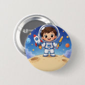 宇宙飛行士のキッズ、冒険の準備はできてる? 缶バッジ (正面&裏面)