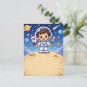 宇宙飛行士のキッズ、学校探検の準備OK ポストカード (スタンド正面)
