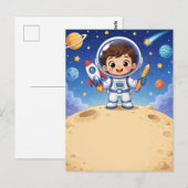 宇宙飛行士のキッズ、学校探検の準備OK ポストカード (正面/裏面)