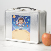 宇宙飛行士のキッズ、学校探検の準備OK メタルランチボックス (インサイチュ)
