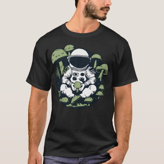 宇宙飛行士のキノコの美学ヴィンテージ Tシャツ (正面)