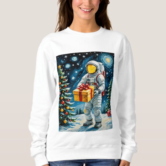 宇宙飛行士のクリスマスお祝い スウェットシャツ (正面)