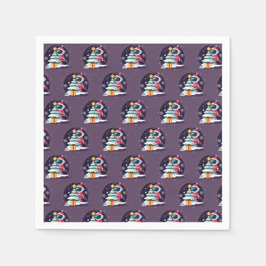 宇宙飛行士のクリスマスツリー飾り スタンダードカクテルナプキン (正面)