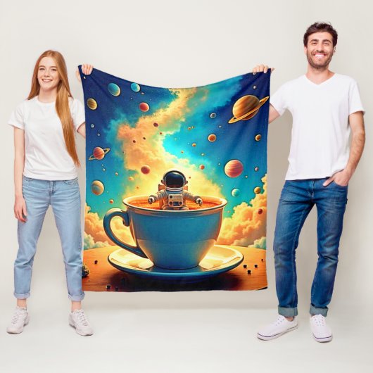 宇宙飛行士のコーヒーコスモス・ジャーニー フリースブランケット (インサイチュ)