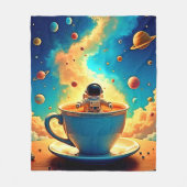 宇宙飛行士のコーヒーコスモス・ジャーニー フリースブランケット (正面)
