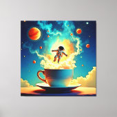 宇宙飛行士のコーヒードリーム キャンバスプリント (正面)