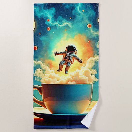 宇宙飛行士のコーヒードリーム ビーチタオル (正面)