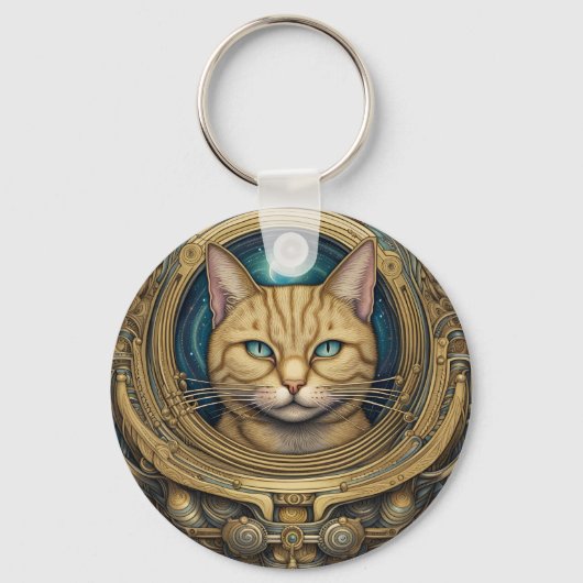 宇宙飛行士のサイバーパンクアート キーホルダー (正面)