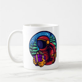 宇宙飛行士のサンタとプレゼント コーヒーマグカップ