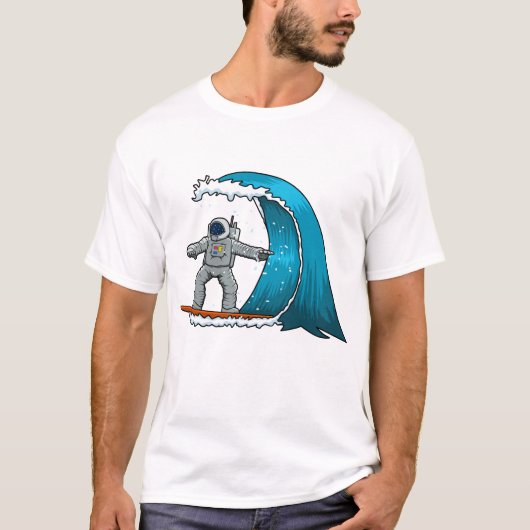 宇宙飛行士のサーフィンが面白い Tシャツ (正面)