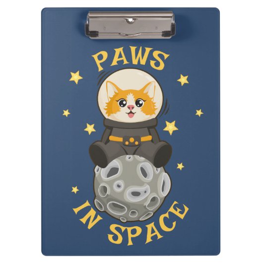 宇宙飛行士のシンプルな猫 月の宇宙動物 クリップボード (正面)