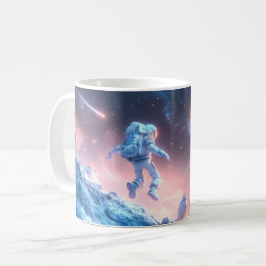 宇宙飛行士のジャンプ コーヒーマグカップ (正面左)
