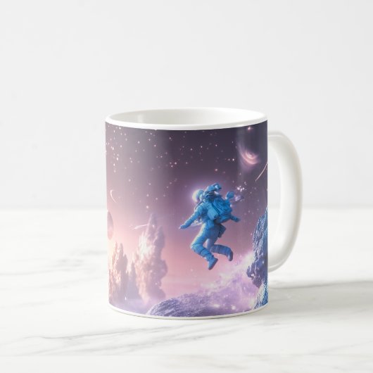 宇宙飛行士のジャンプ コーヒーマグカップ (正面右)