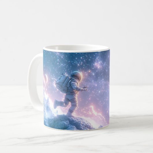 宇宙飛行士のジャンプ コーヒーマグカップ (正面左)