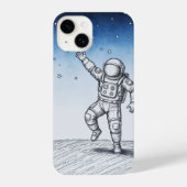 宇宙飛行士のスケッチデザインのスマホケース iPhoneケース (裏面)