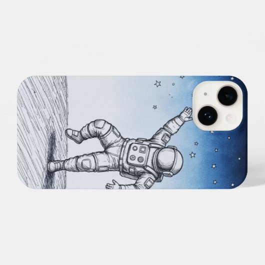 宇宙飛行士のスケッチデザインのスマホケース iPhoneケース (裏面横)