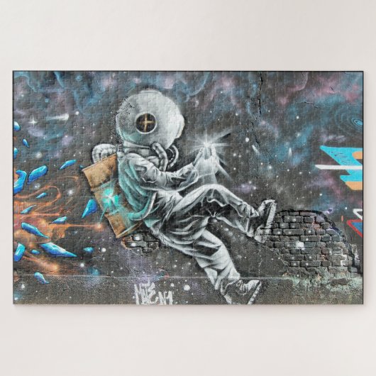 宇宙飛行士のストリートアート壁画パズル ジグソーパズル (横)