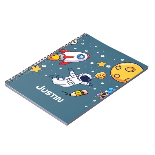宇宙飛行士のスペーススクール用品をカスタマイズ ノートブック (左側)