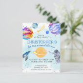 宇宙飛行士のスペースバースデーパーティー ポストカード (スタンド正面)