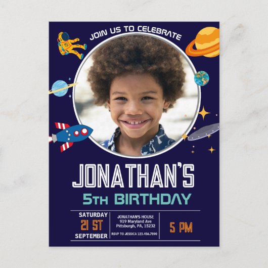 宇宙飛行士のスペースパーティー ポストカード (正面)