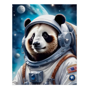 宇宙飛行士のスーツを着たかわいいパンダのクマ 過去記事 ポスター