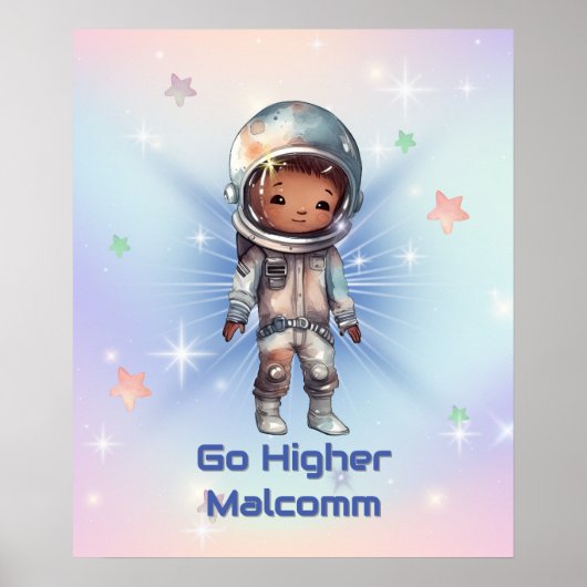 宇宙飛行士のスーツを着たかわいい小さな宇宙飛行士 ポスター (正面)