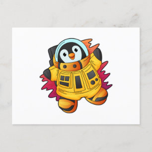 宇宙飛行士のスーツを着たペンギン ポストカード