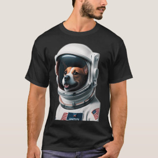 宇宙飛行士のスーツを着た子犬 Tシャツ