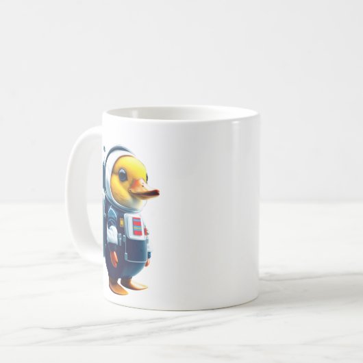 宇宙飛行士のスーツを着た小さなアヒル コーヒーマグカップ (正面左)
