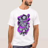 宇宙飛行士のタコ戦いのシール Tシャツ (正面)