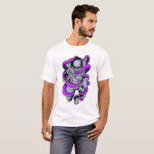 宇宙飛行士のタコ戦いのシール Tシャツ (正面フル)