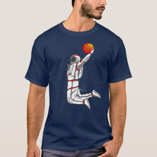 宇宙飛行士のダンキングバスケットボール Tシャツ