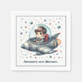 宇宙飛行士のテーマの誕生日パーティー 幼児向け スタンダードカクテルナプキン