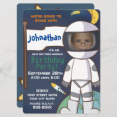 宇宙飛行士のテーマ写真付き宇宙カスタム 招待状 (正面/裏面)