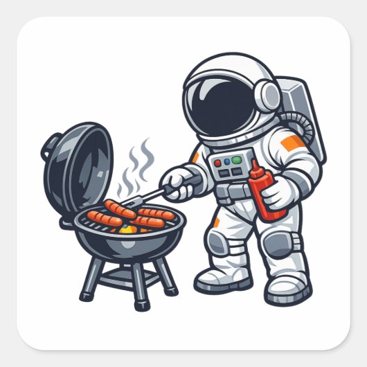 宇宙飛行士のバーベキュー スクエアシール (正面)