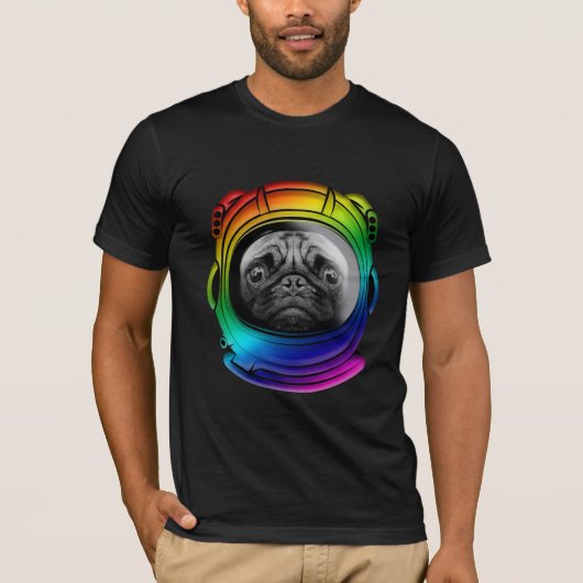 宇宙飛行士のパグ Tシャツ (正面)