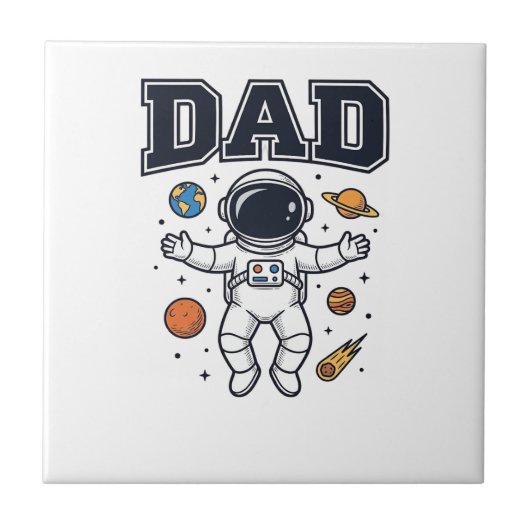 宇宙飛行士のパパベクターTシャツデザイン_1 タイル (正面)