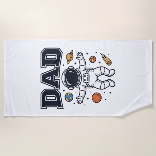 宇宙飛行士のパパベクターTシャツデザイン_1 ビーチタオル (正面)